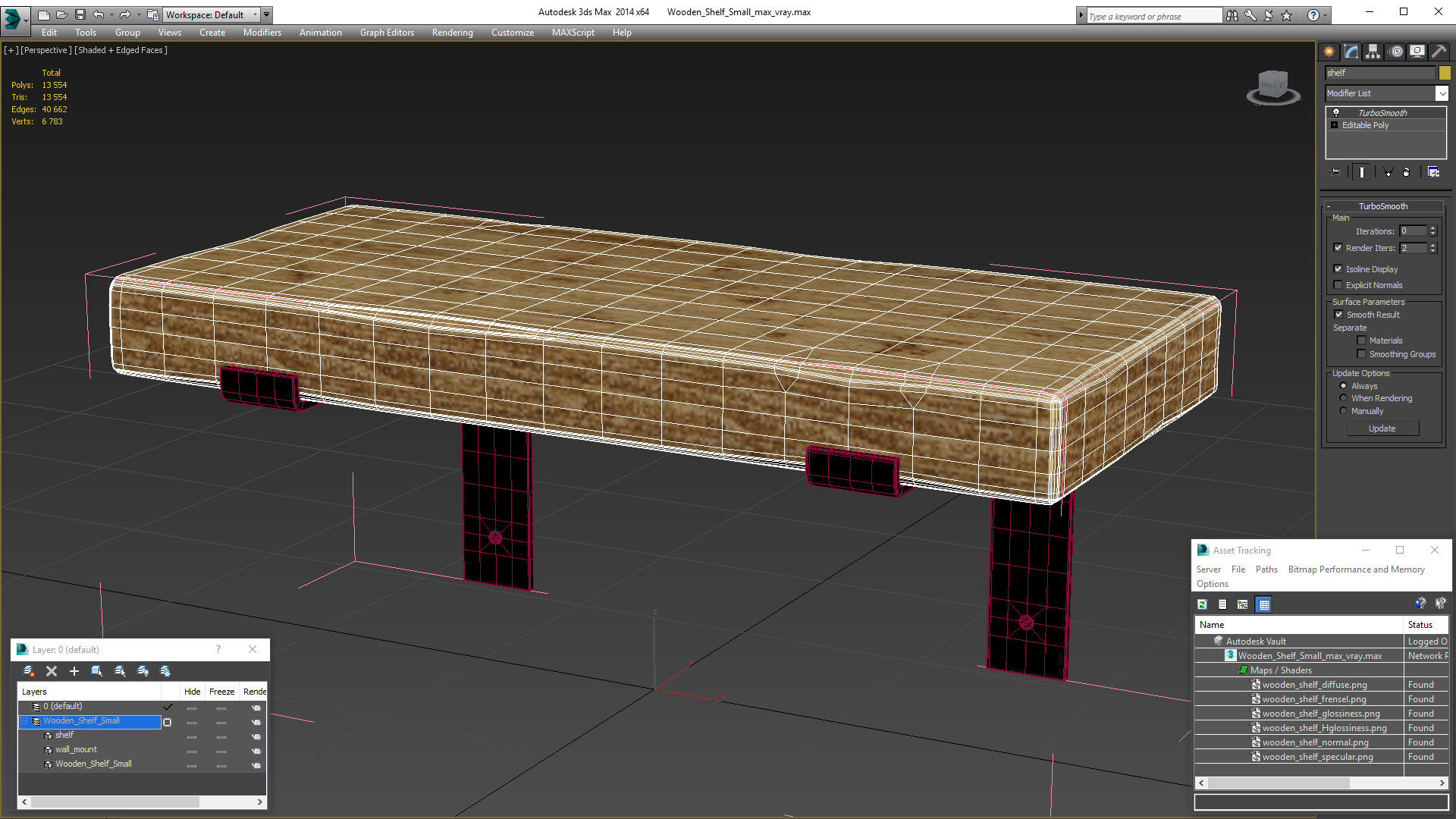 3D Wooden Shelf Small model