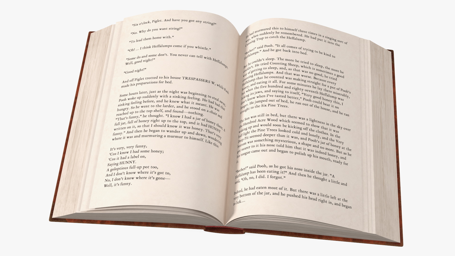 3D Open Hardcover Book English Text Red