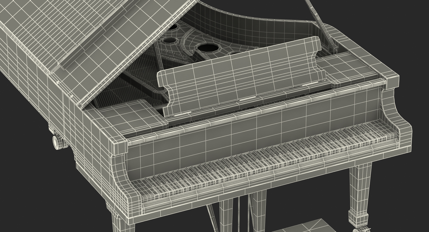 Grand Piano with Bench 3D