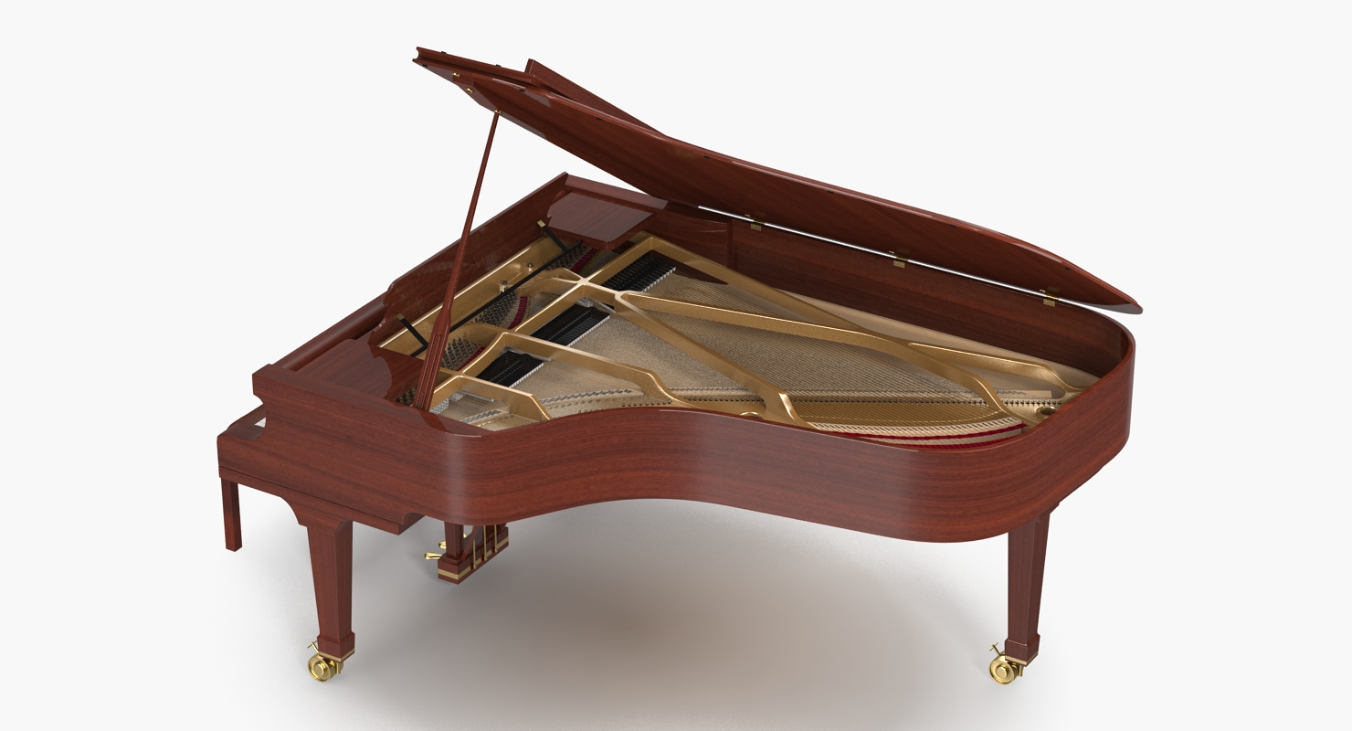 Grand Piano with Bench 3D