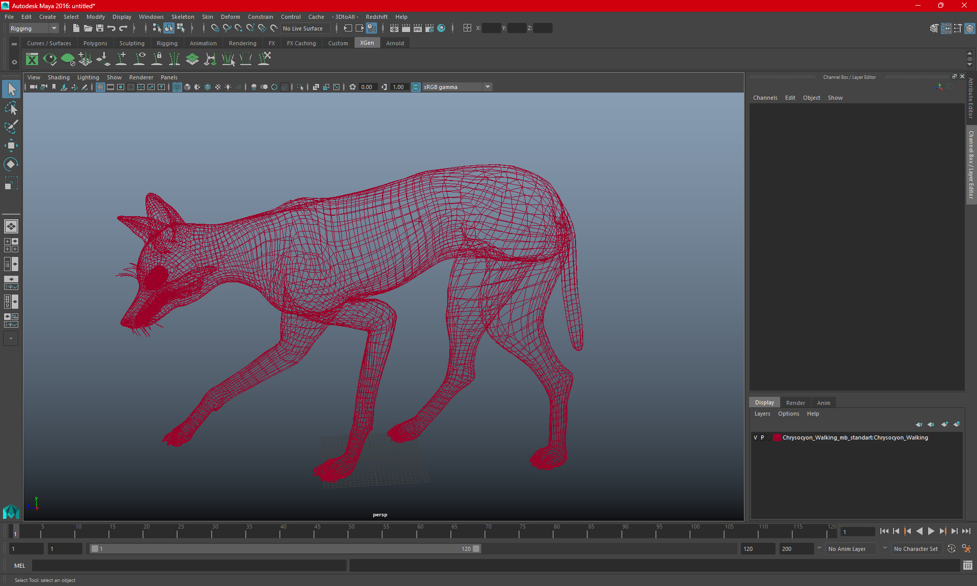 3D Chrysocyon Walking model