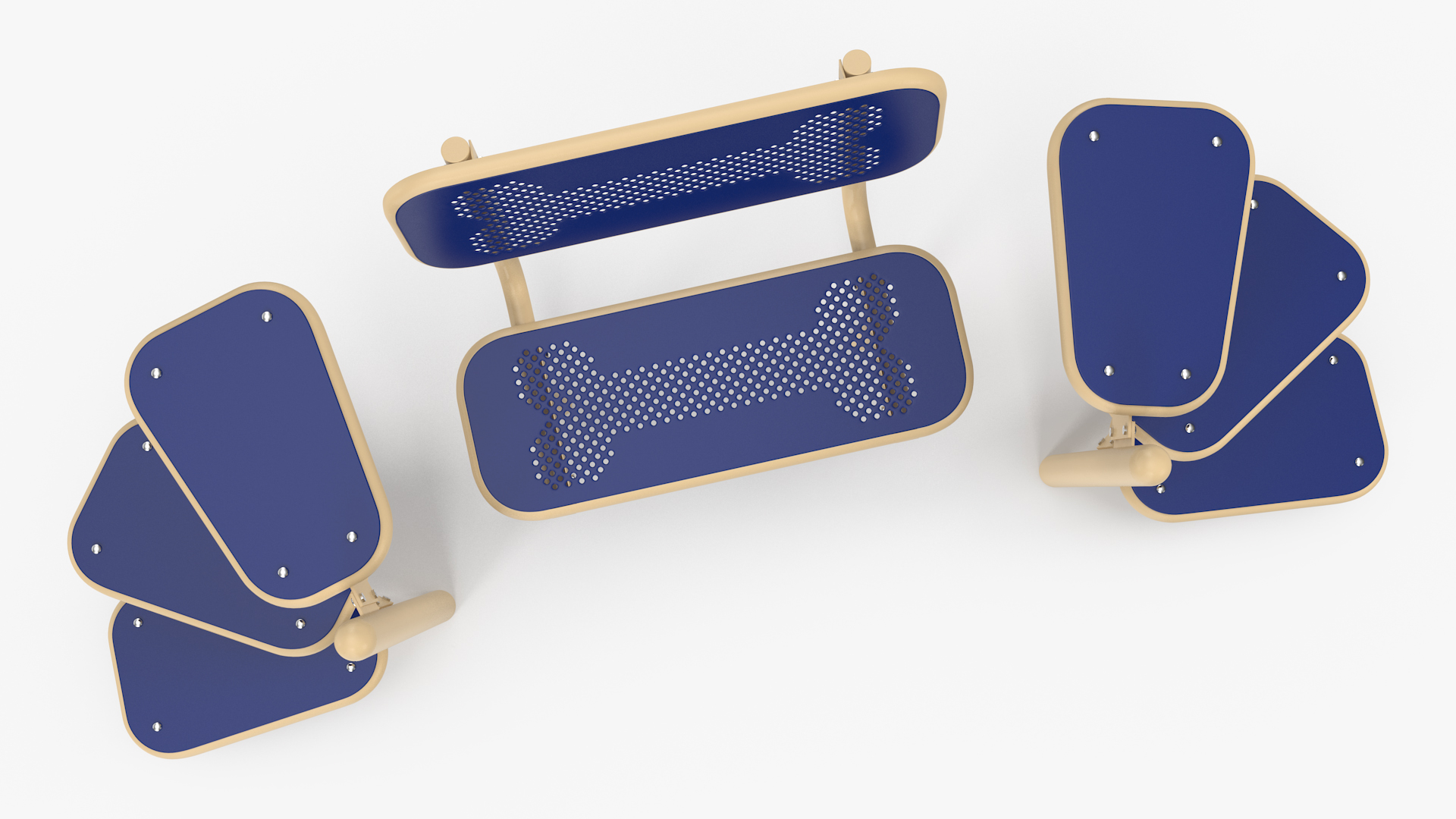 Pal Bench for Dog Park Blue 3D