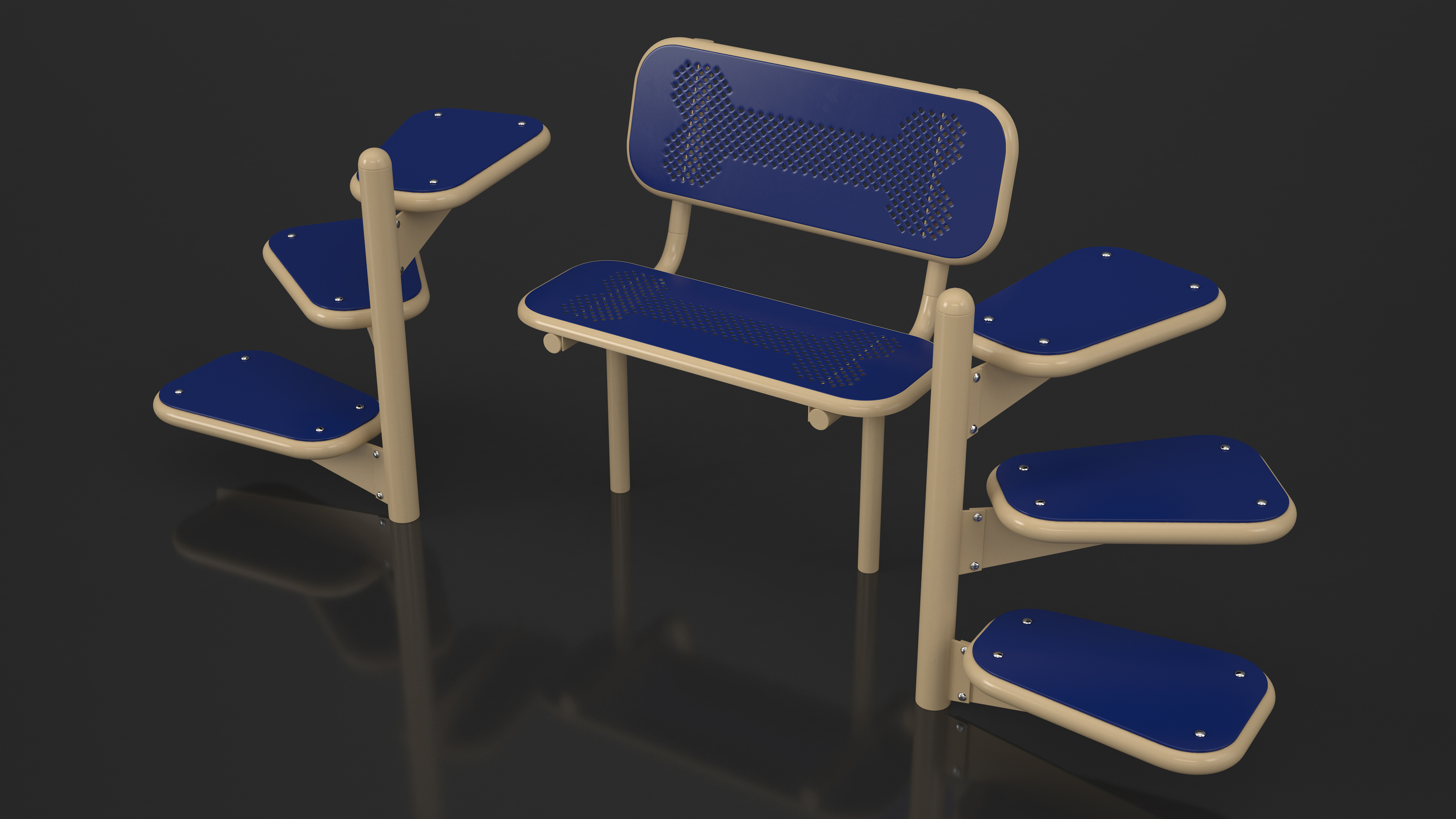 Pal Bench for Dog Park Blue 3D