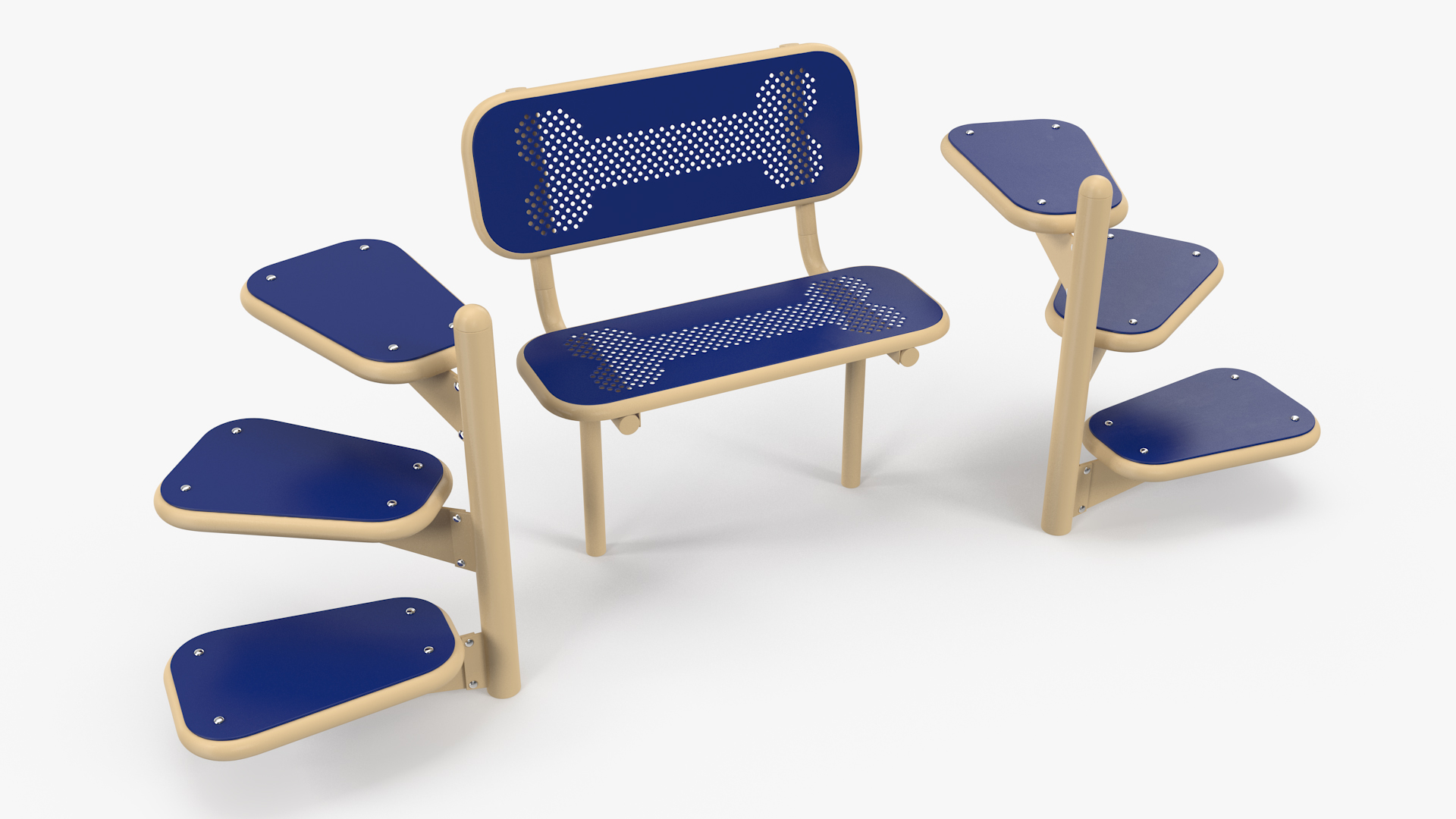 Pal Bench for Dog Park Blue 3D