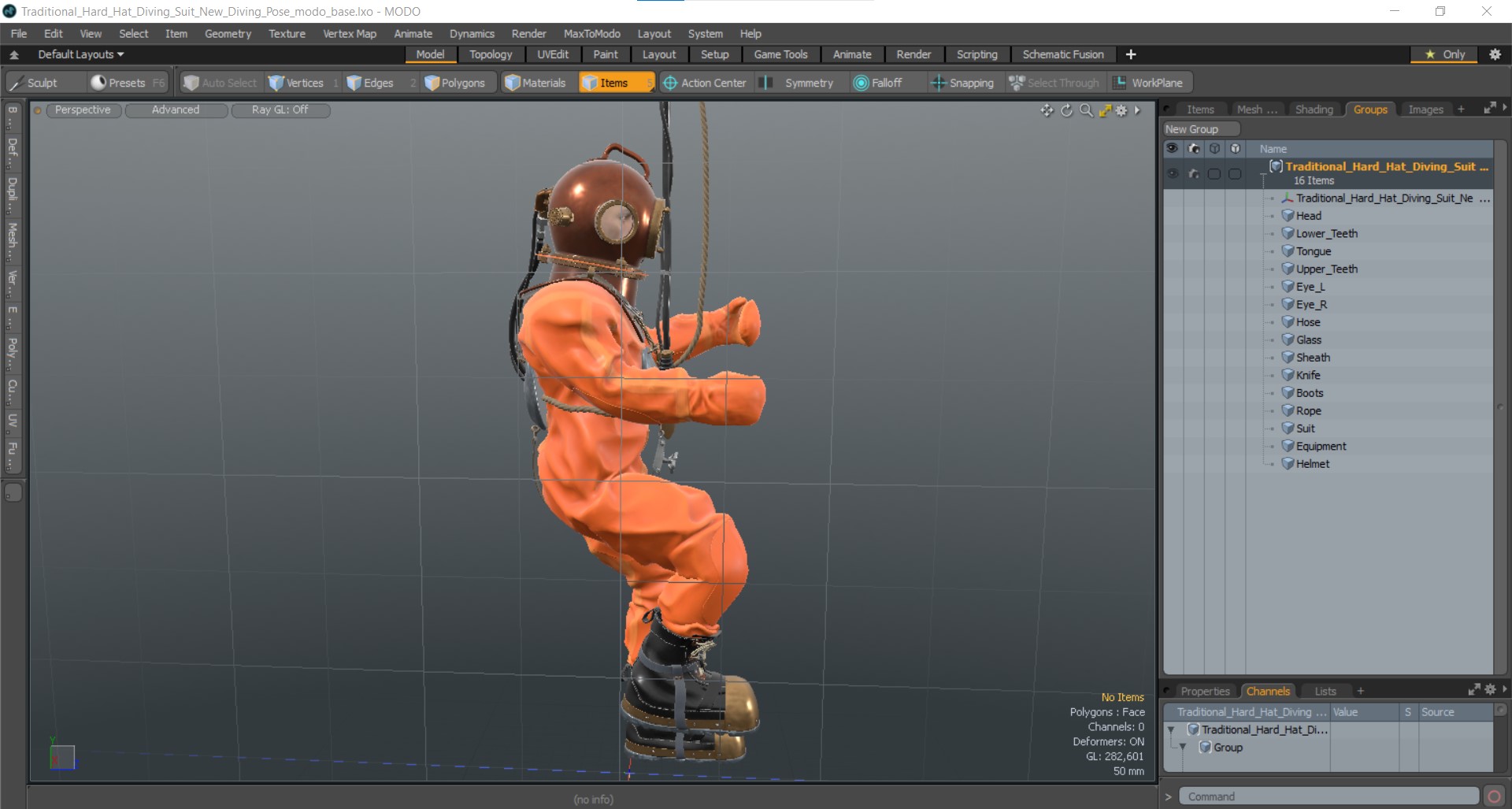 3D Traditional Hard Hat Diving Suit New Diving Pose model