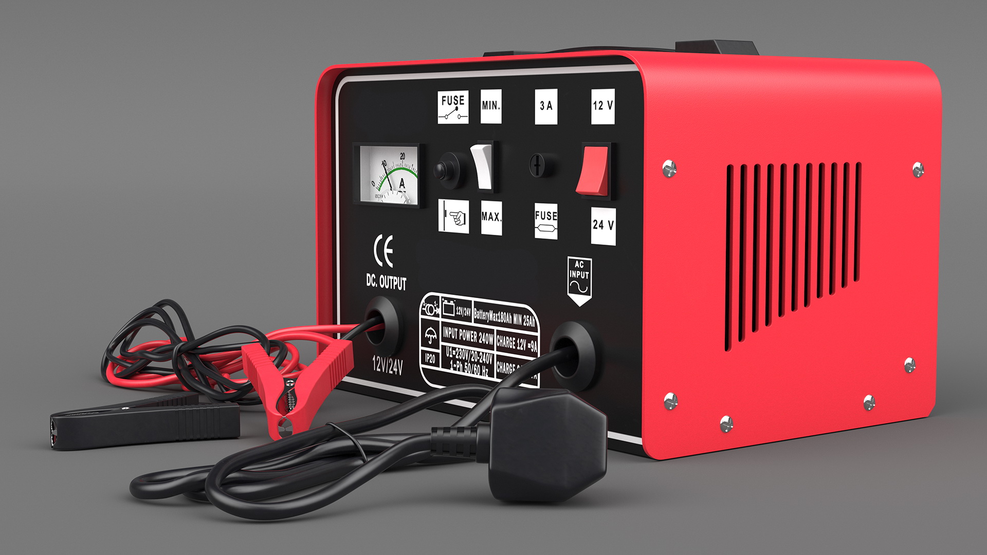 Car Battery Charge Red 3D