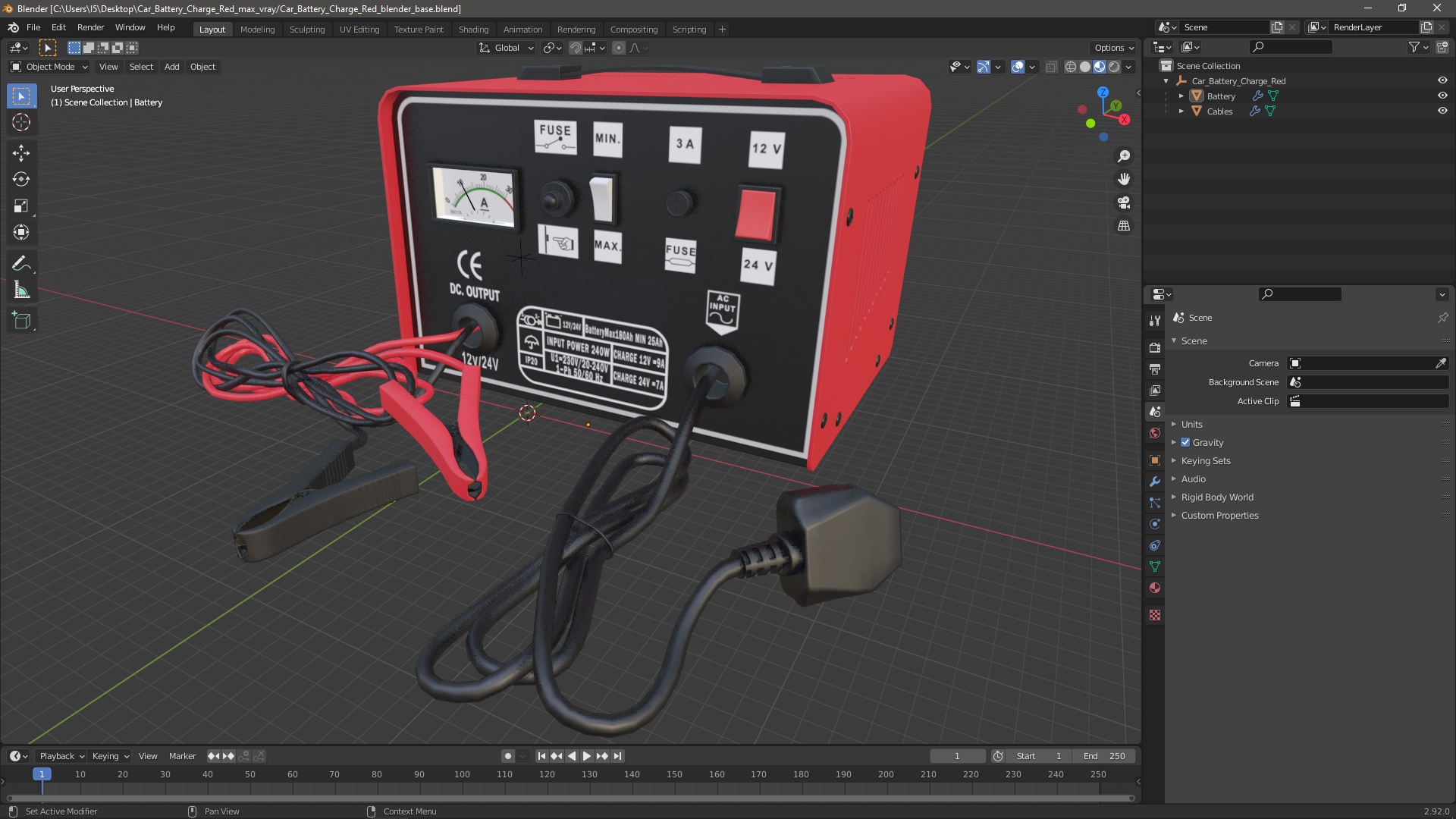 Car Battery Charge Red 3D