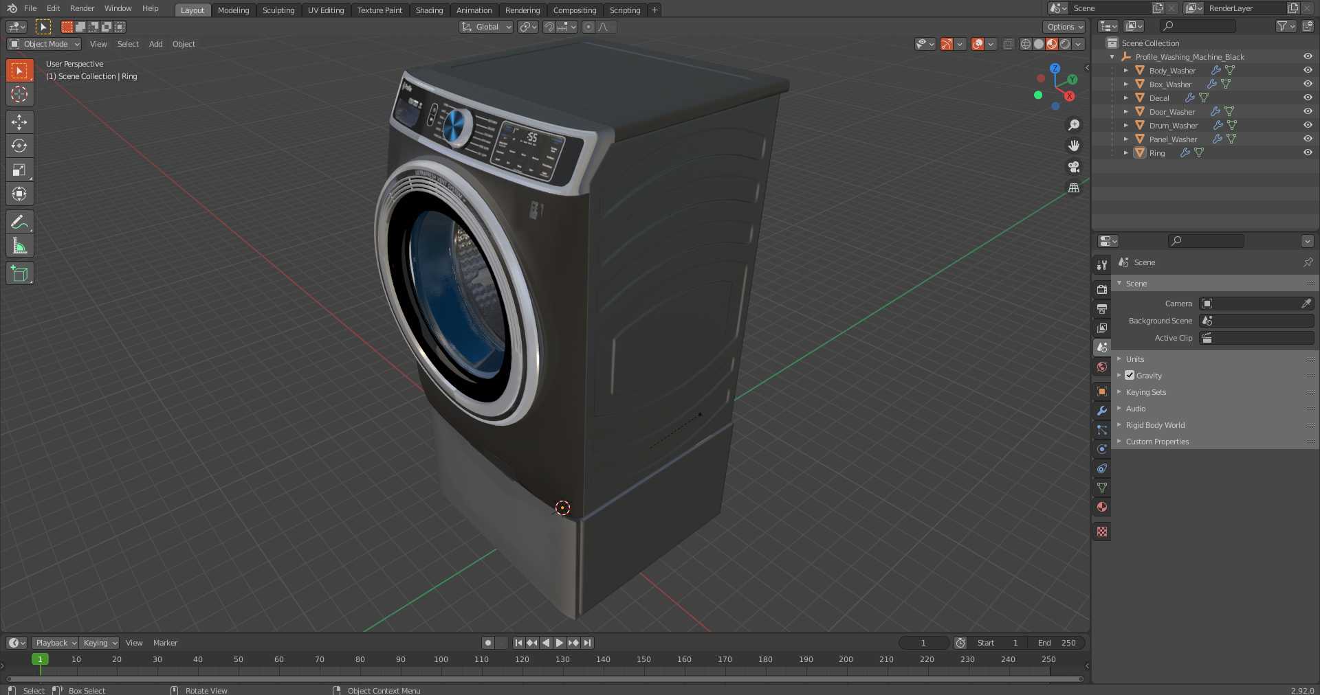 Profile Washing Machine Black 3D model