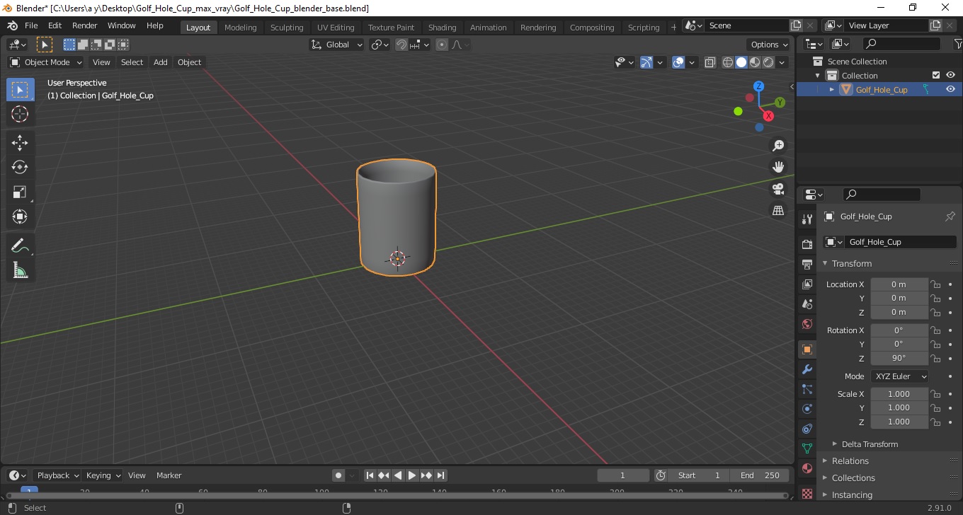 3D Golf Hole Cup model