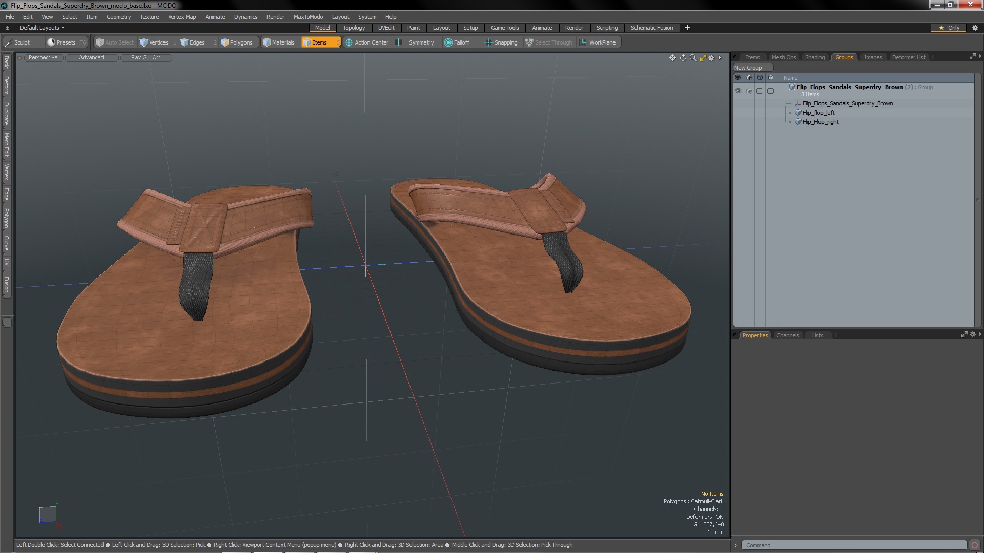 3D Flip Flops Sandals Superdry Brown model