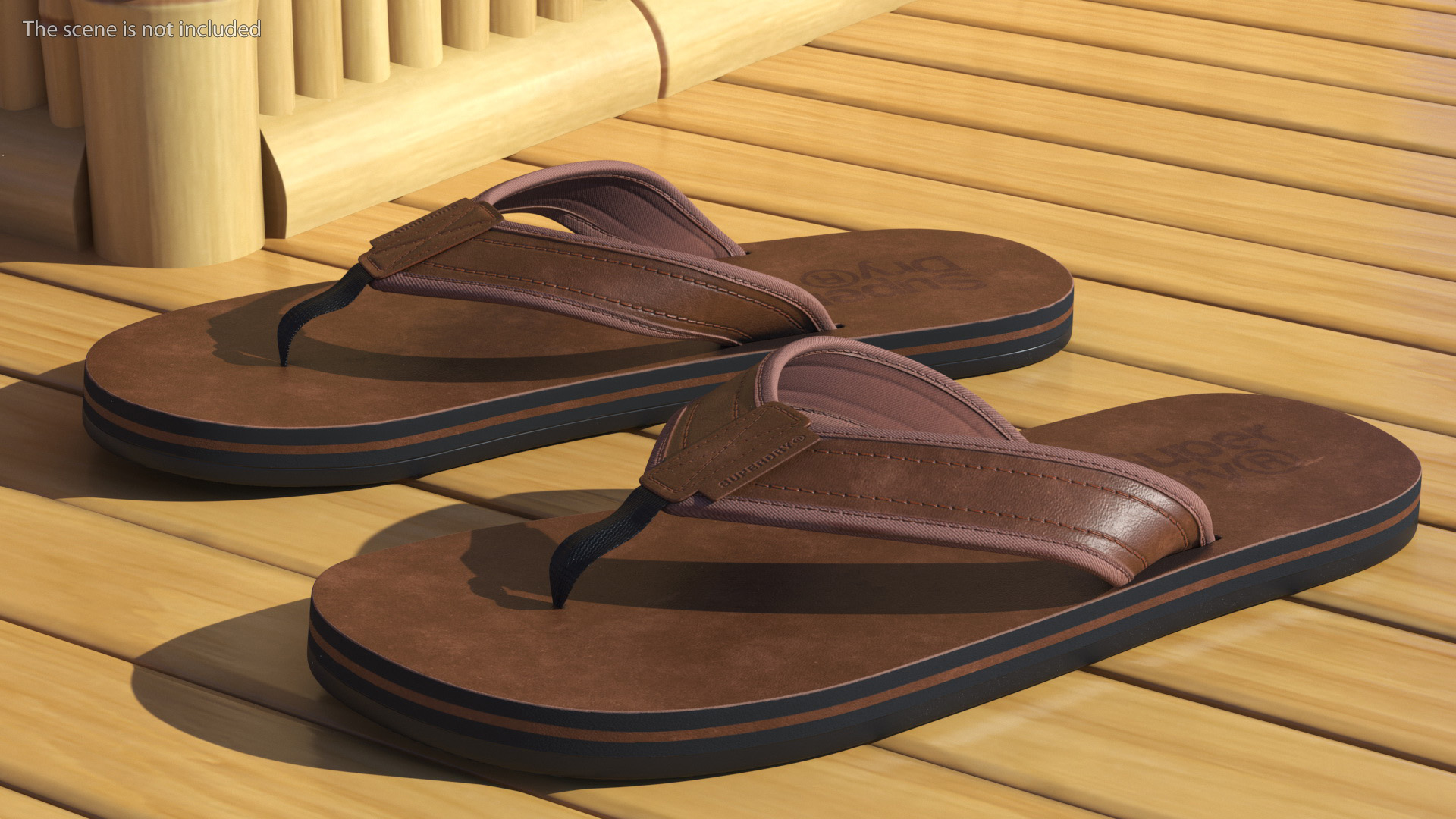 3D Flip Flops Sandals Superdry Brown model