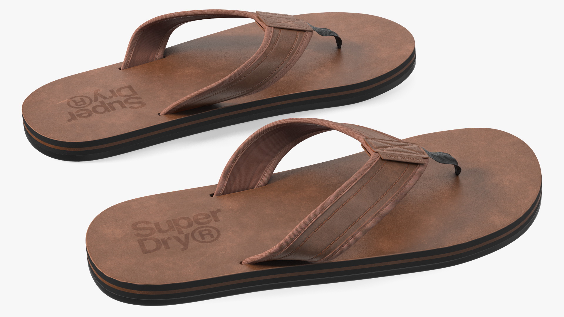 3D Flip Flops Sandals Superdry Brown model