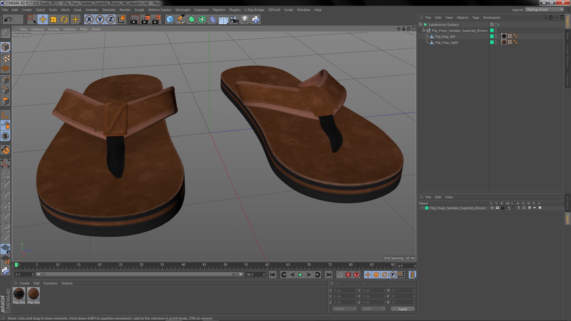 3D Flip Flops Sandals Superdry Brown model