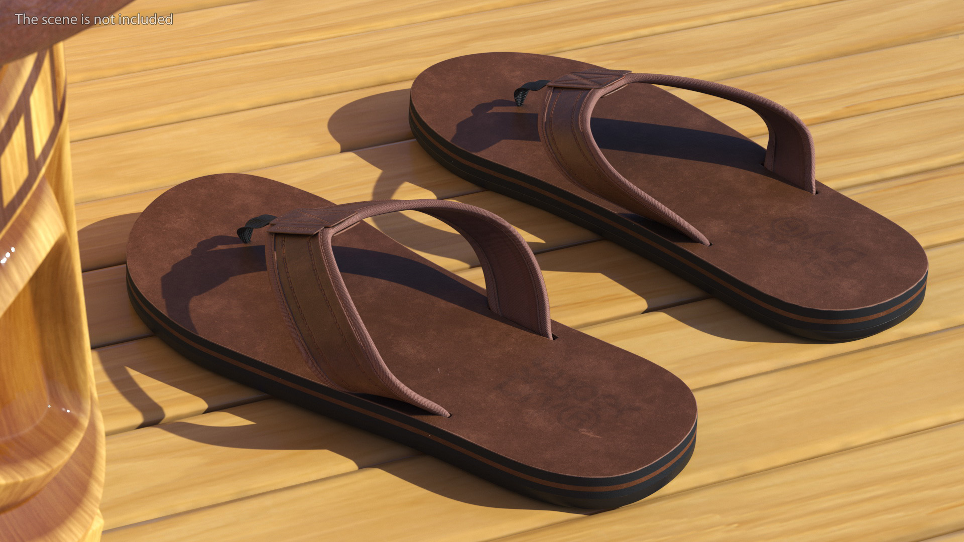 3D Flip Flops Sandals Superdry Brown model