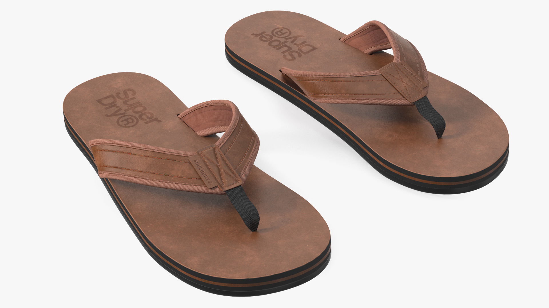 3D Flip Flops Sandals Superdry Brown model