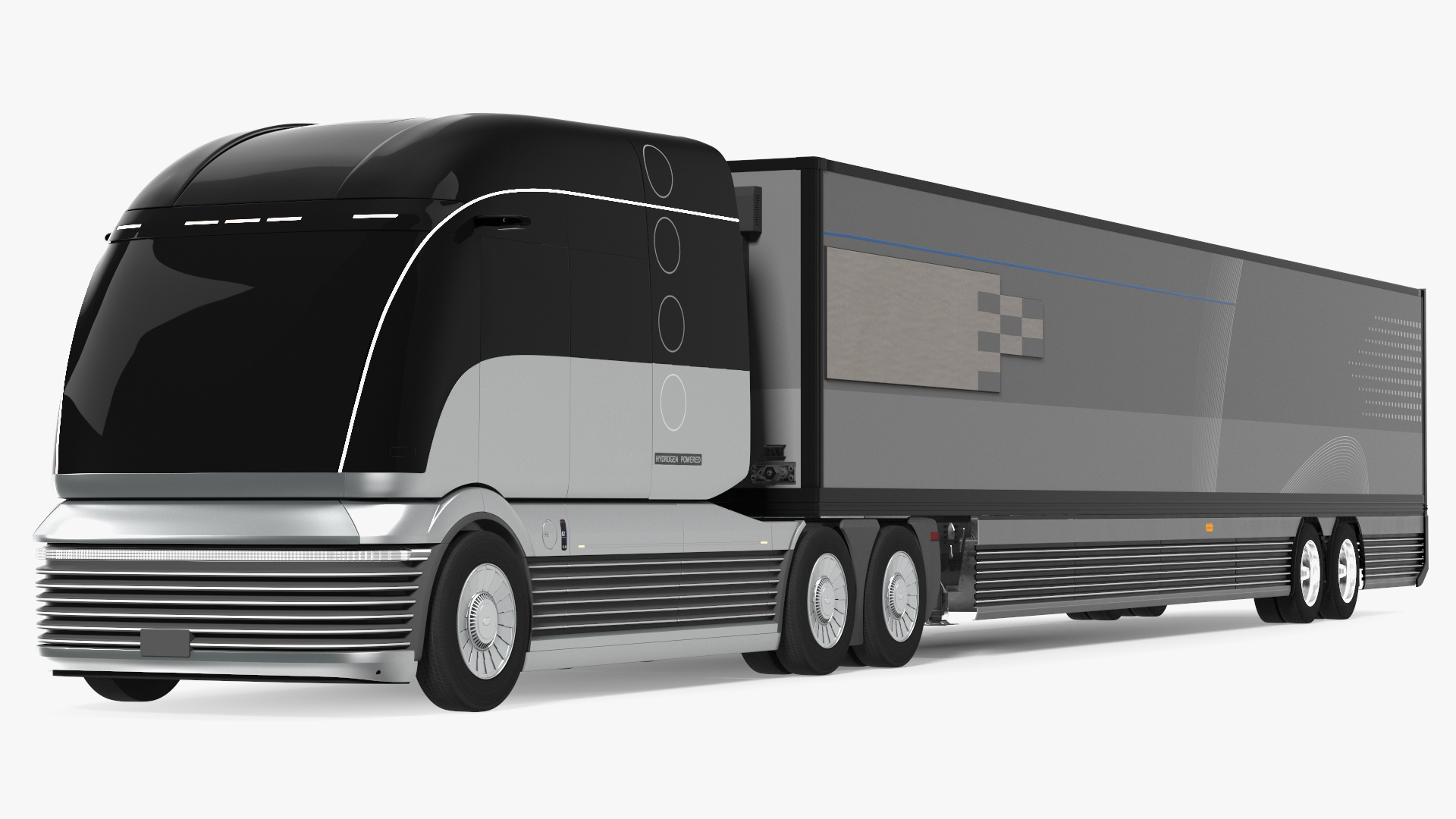 3D model Futuristic Semi Truck with Trailer Rigged for Maya