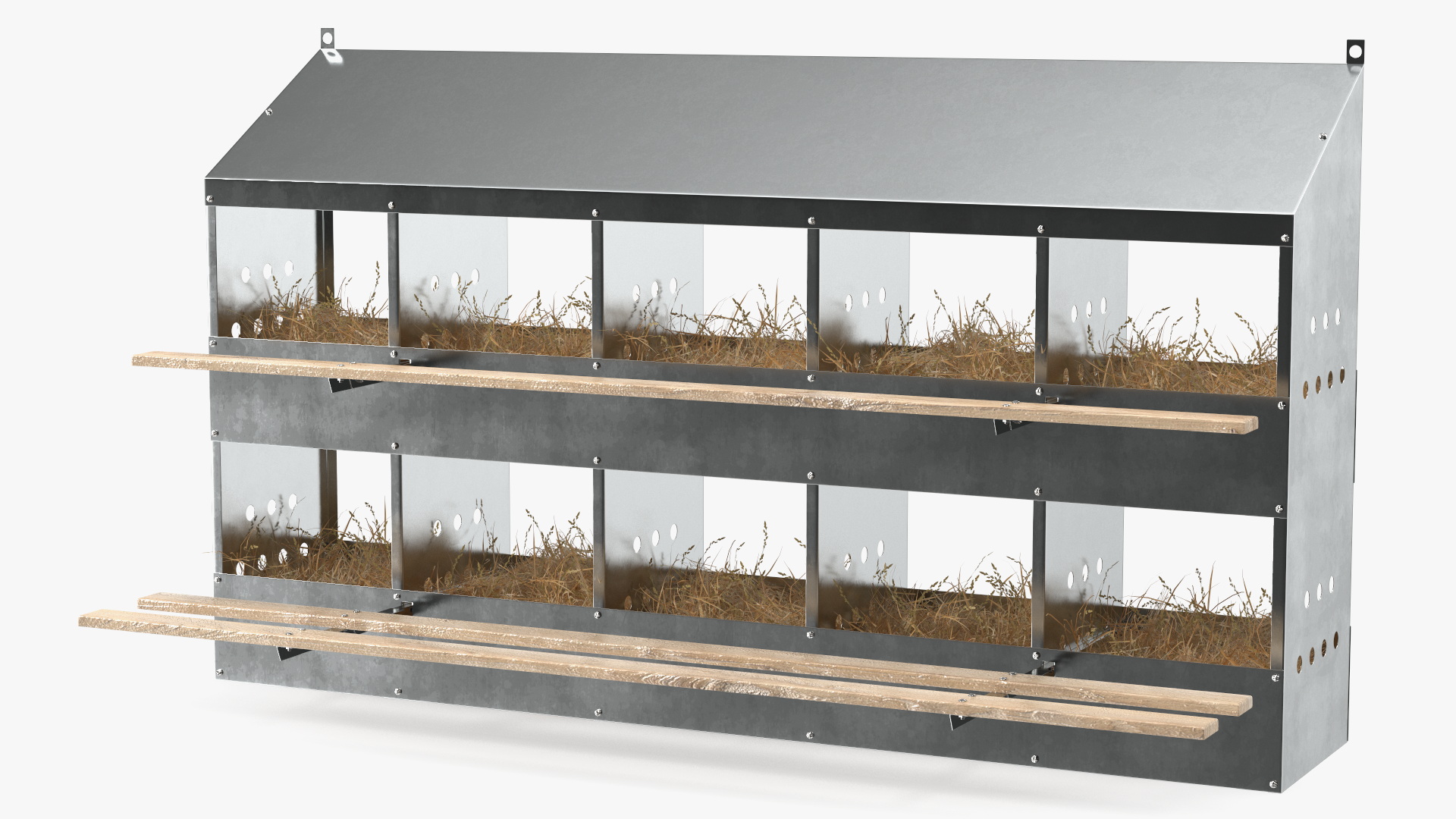 10-Hole Poultry Nest Box With Chicken Eggs 3D