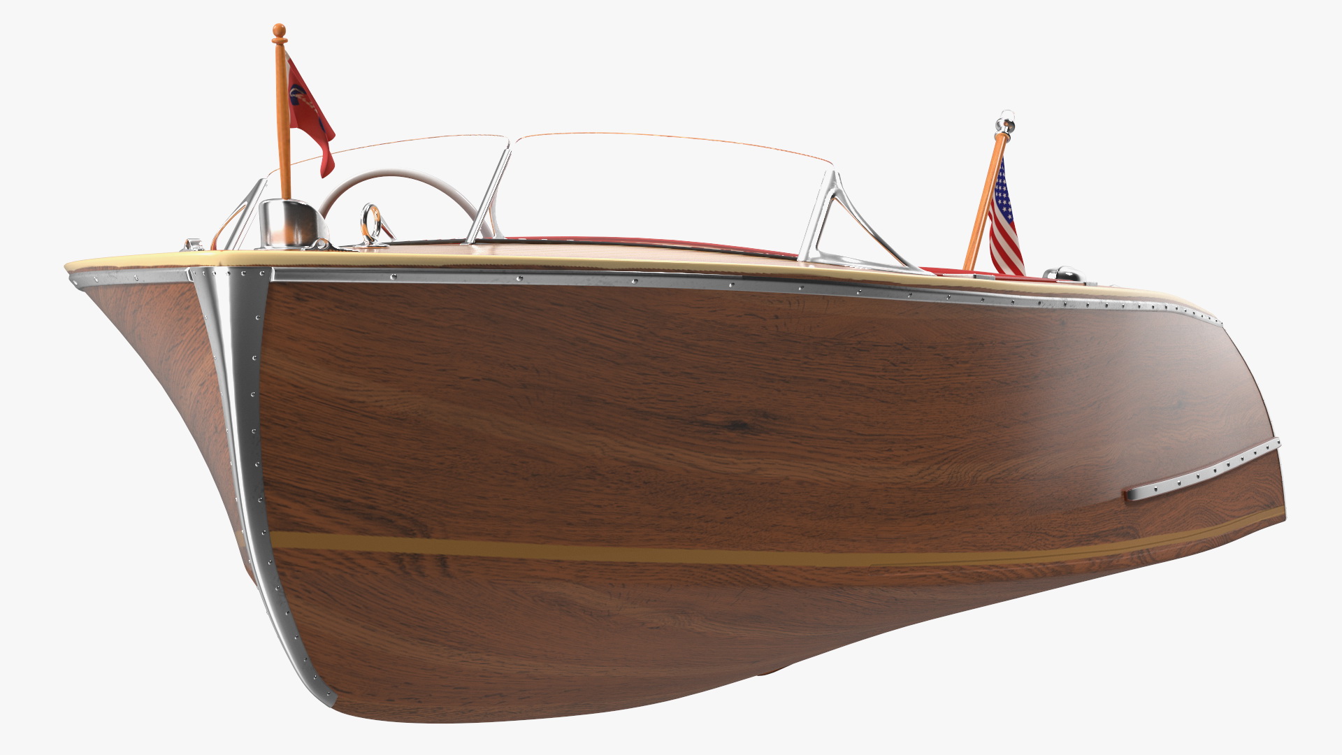 Classic Sport Boat Light Wood 3D model