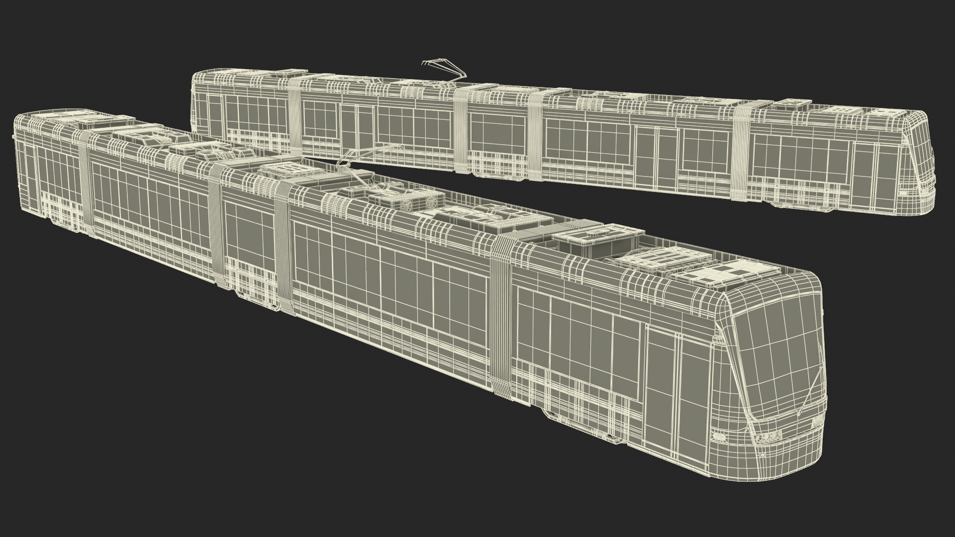 City Tram Bybanen Simple Interior Green 3D model