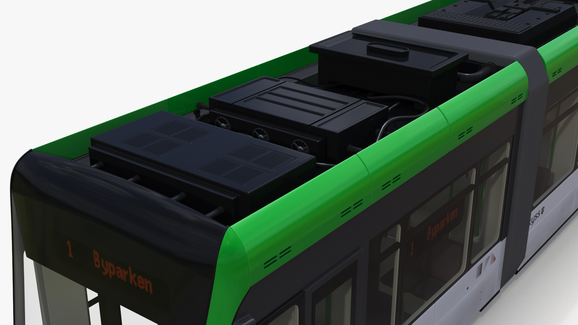 City Tram Bybanen Simple Interior Green 3D model