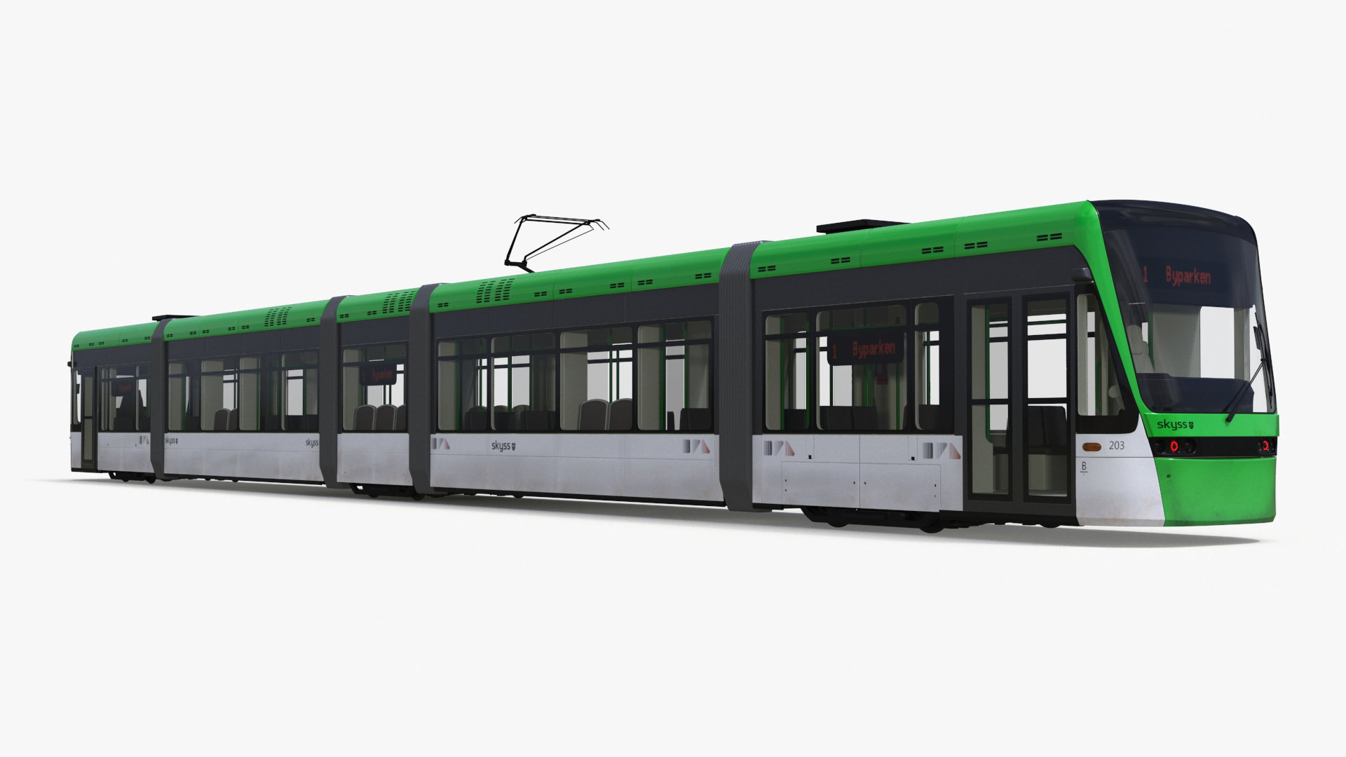 City Tram Bybanen Simple Interior Green 3D model