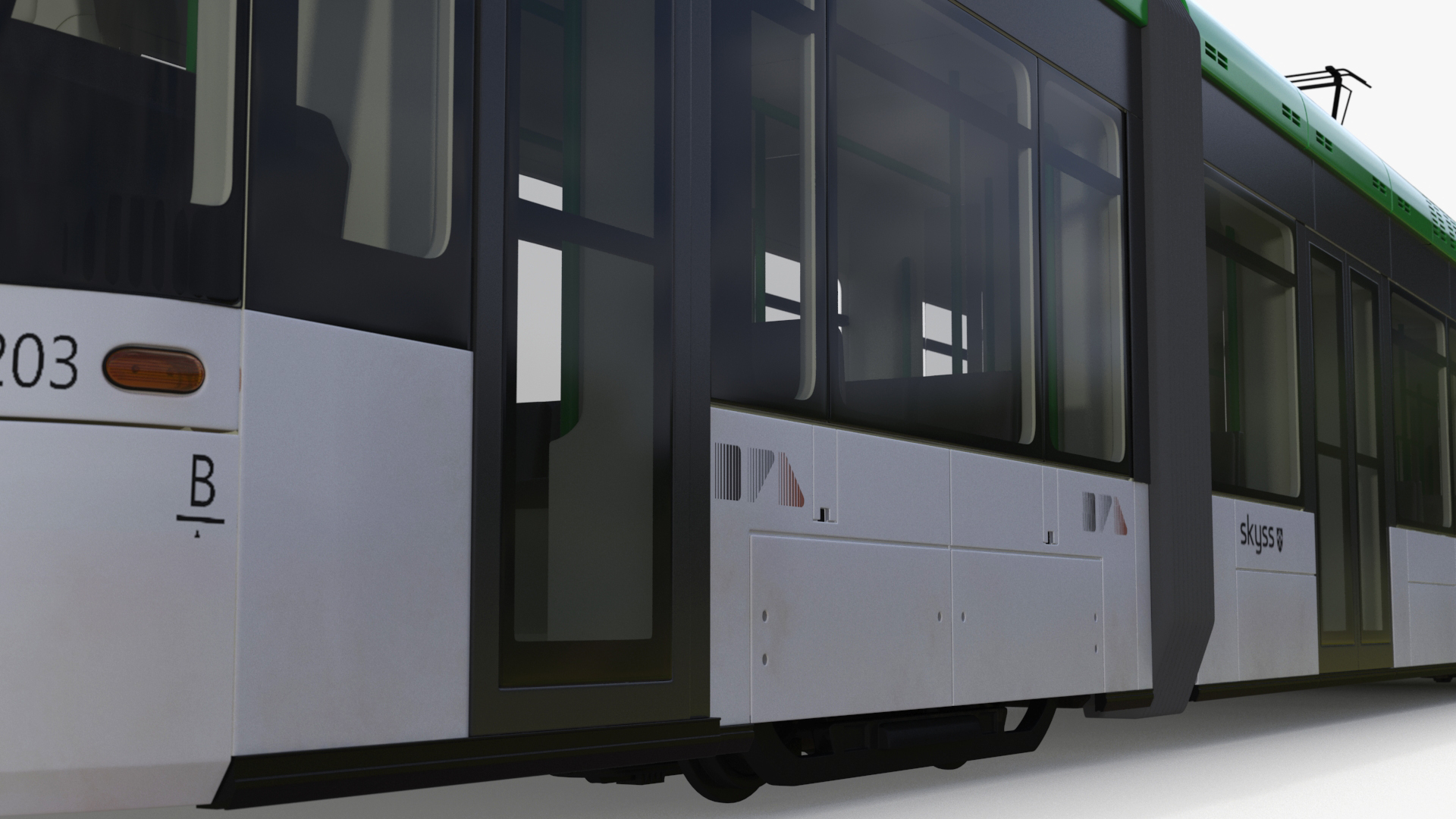 City Tram Bybanen Simple Interior Green 3D model