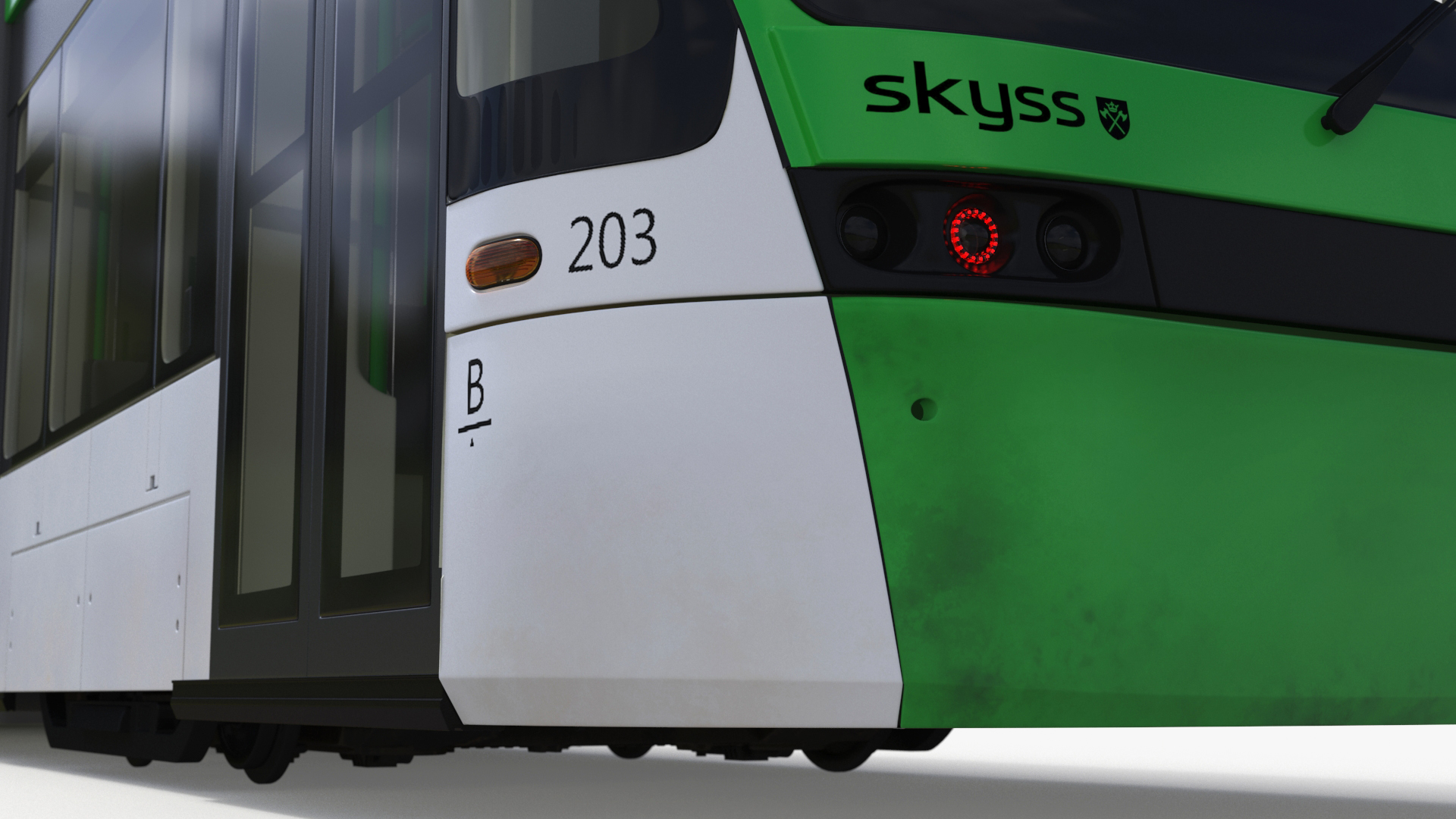 City Tram Bybanen Simple Interior Green 3D model