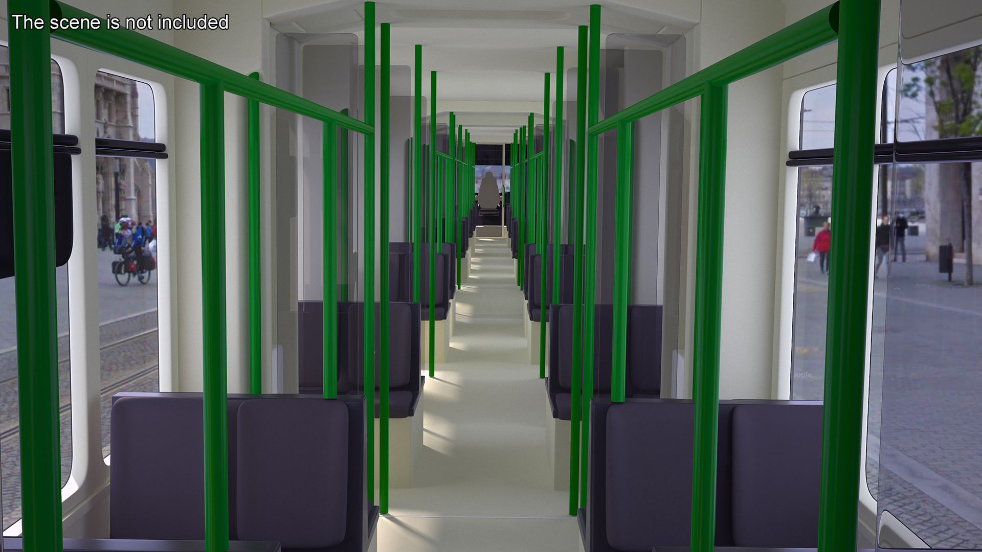 City Tram Bybanen Simple Interior Green 3D model