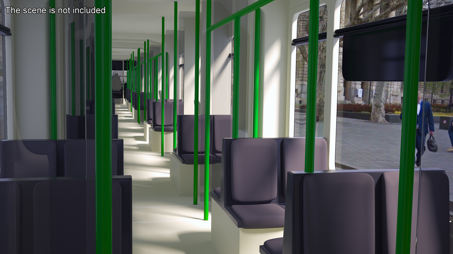 City Tram Bybanen Simple Interior Green 3D model