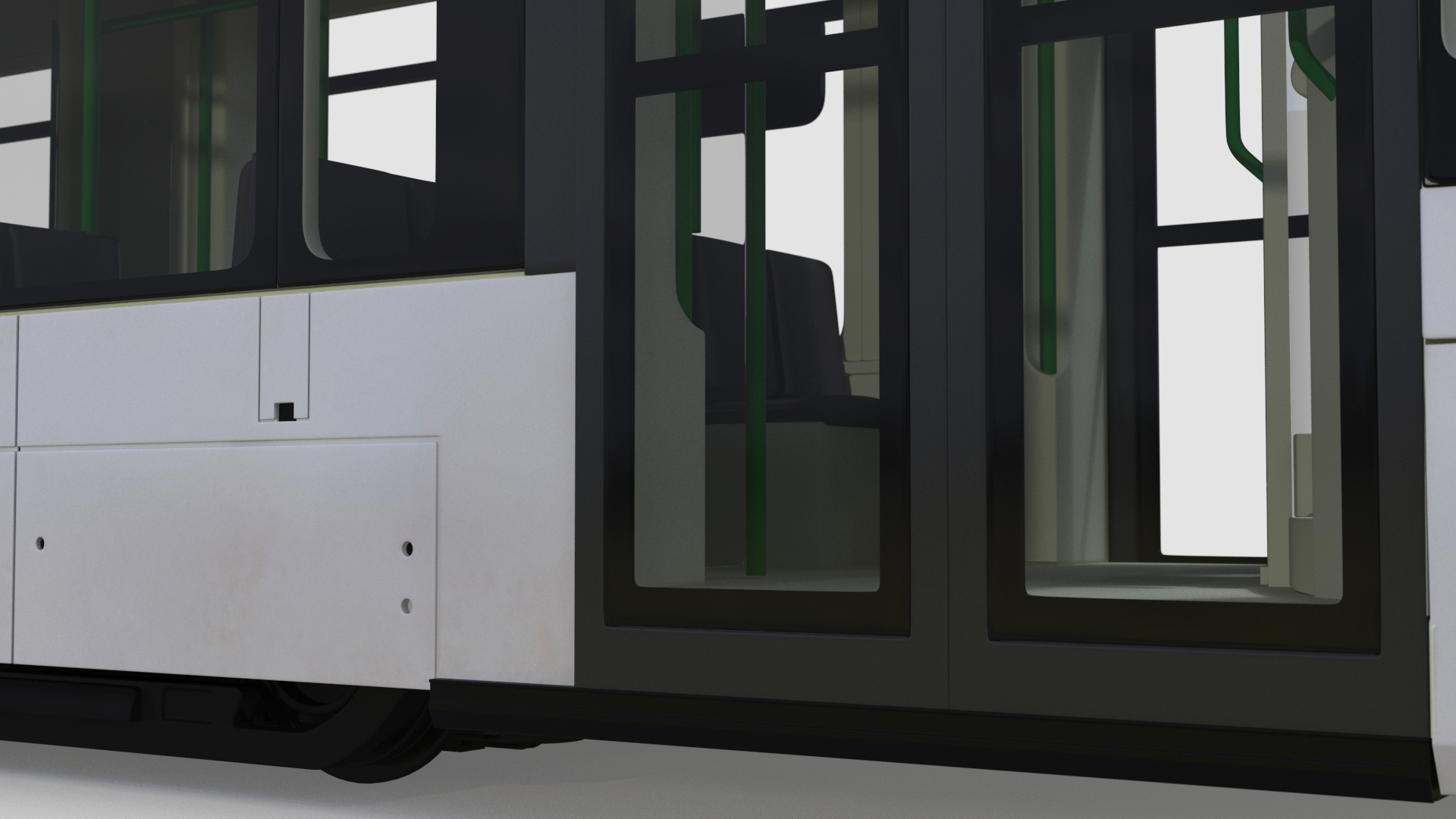 City Tram Bybanen Simple Interior Green 3D model