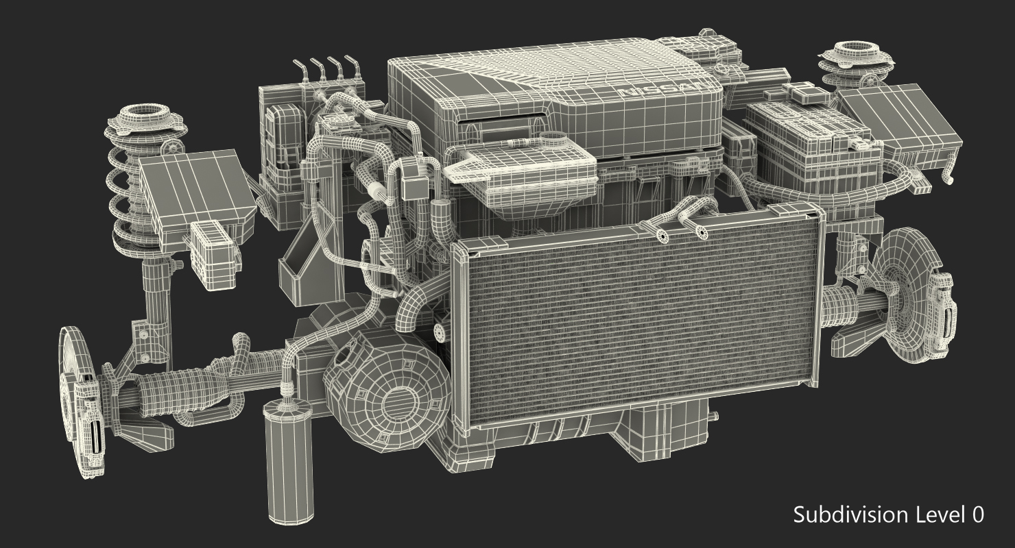 3D Nissan Leaf Engine and Front Suspension 2