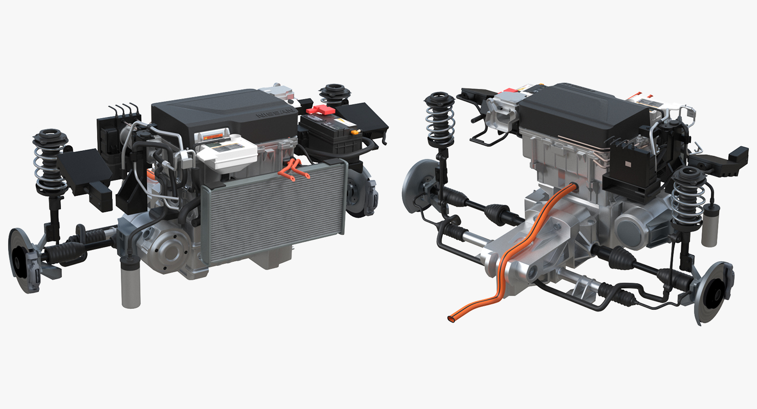 3D Nissan Leaf Engine and Front Suspension 2