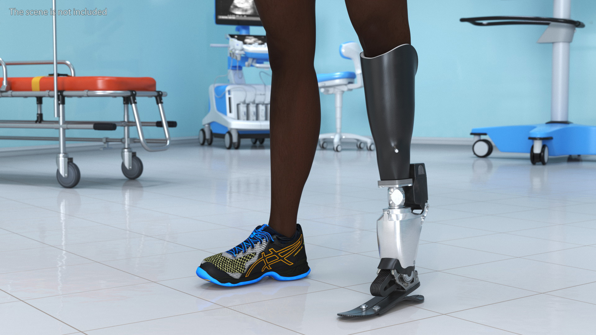 3D Man with Modern Prosthetic Foot