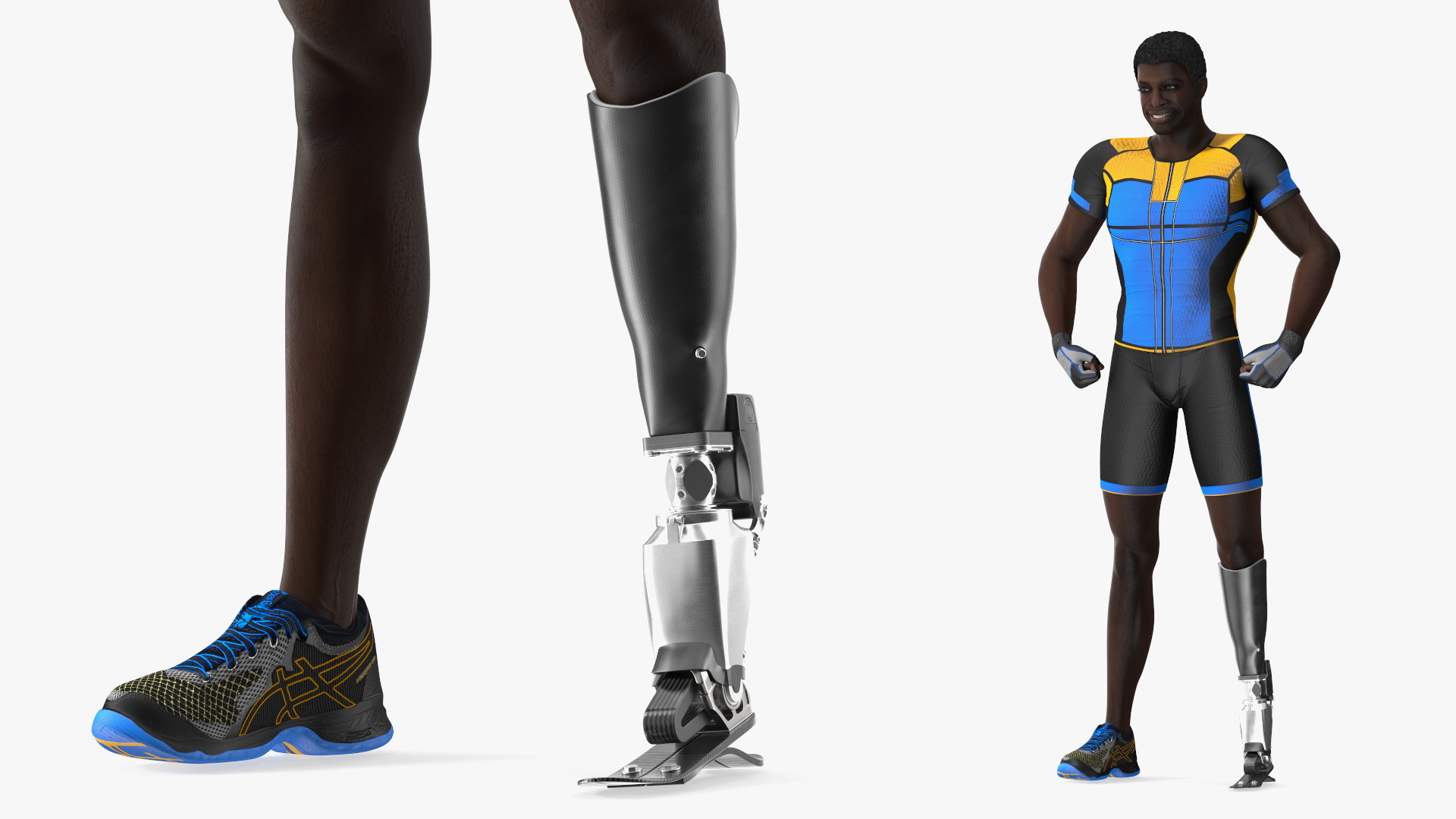 3D Man with Modern Prosthetic Foot