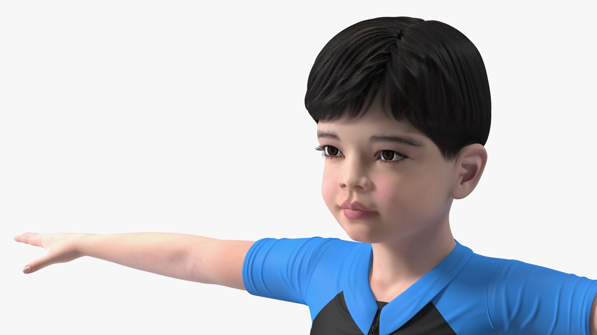 3D Asian Child Boy Swimwear T-pose