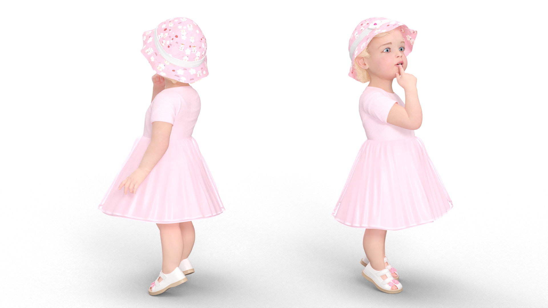 3D Baby Girl Outdoor Summer Dress Curious model