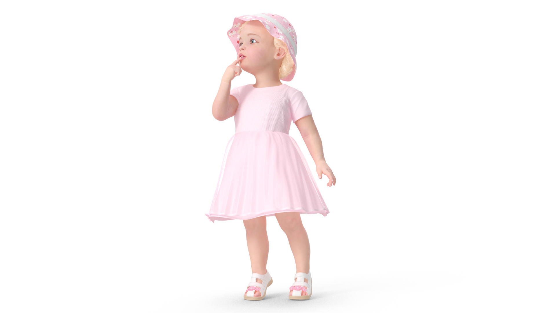 3D Baby Girl Outdoor Summer Dress Curious model