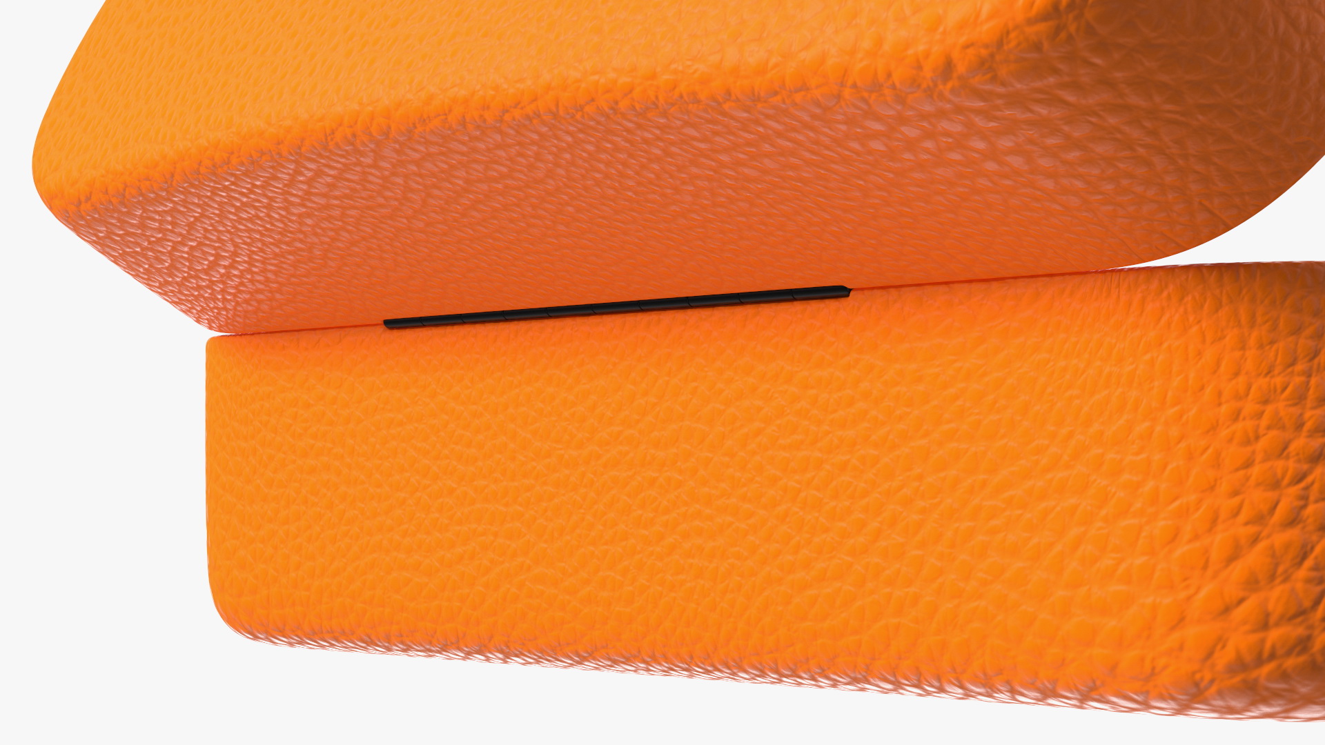 Hard Shell Leather Eyeglass Case Orange Open 3D model