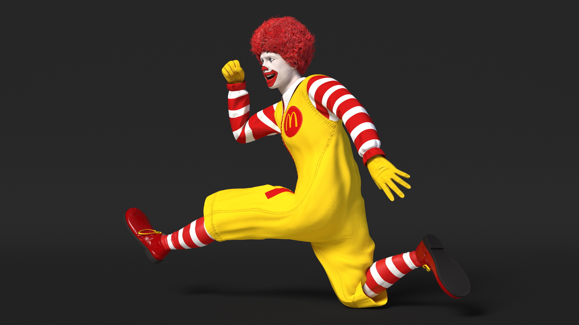 3D Mascot of McDonalds Jumping Pose Fur