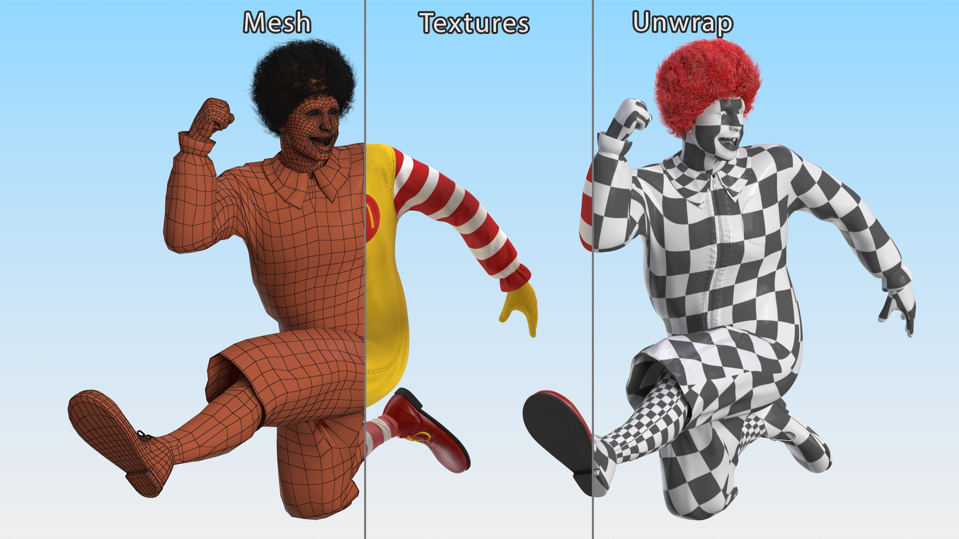 3D Mascot of McDonalds Jumping Pose Fur