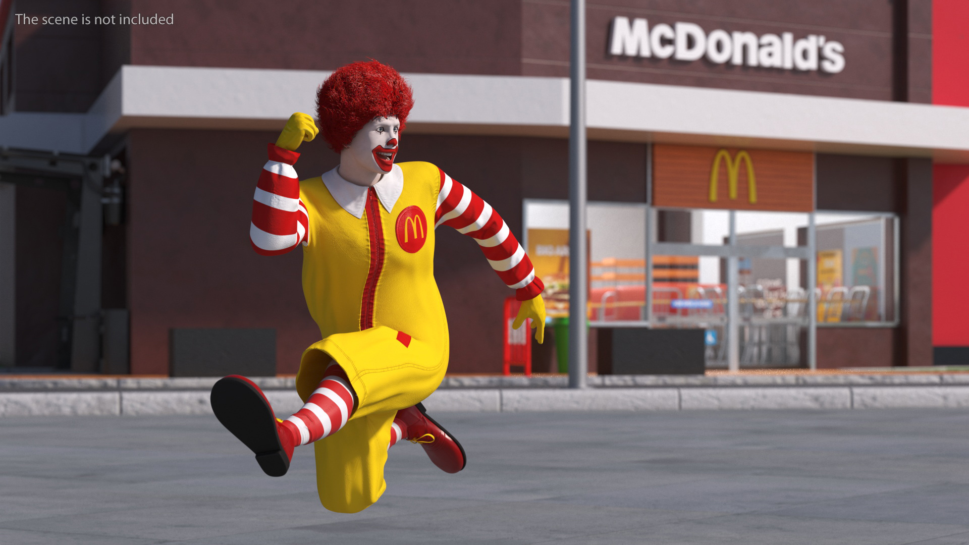 3D Mascot of McDonalds Jumping Pose Fur