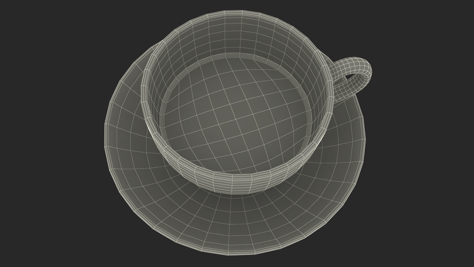 Drinking Tea Cup with Plate Half Full 3D