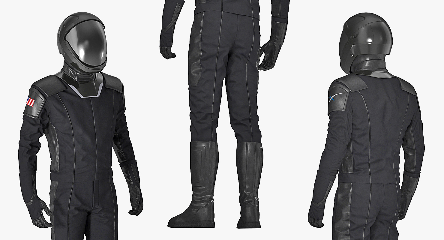 3D model Sci Fi Space Suit Black Rigged