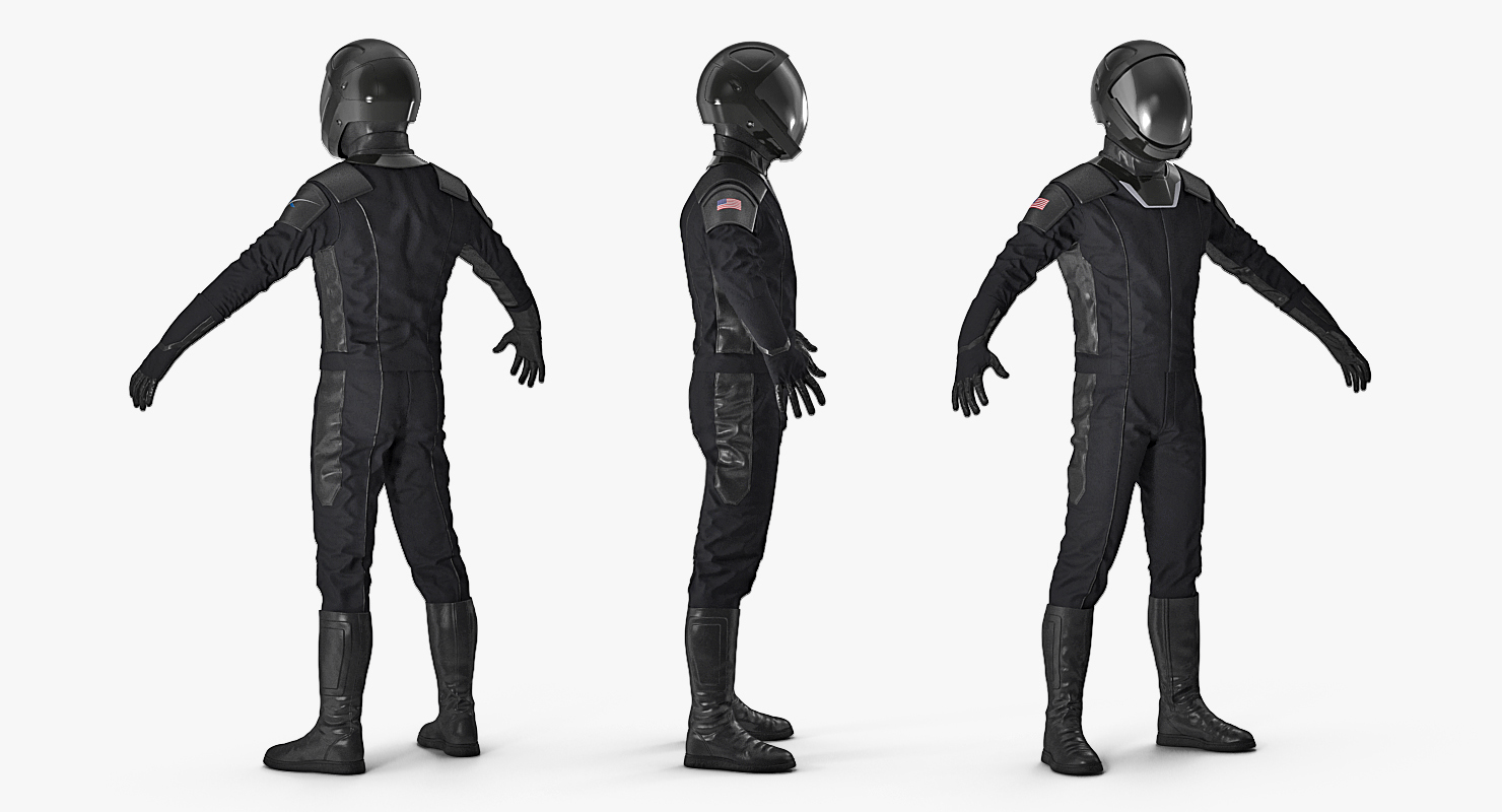 3D model Sci Fi Space Suit Black Rigged