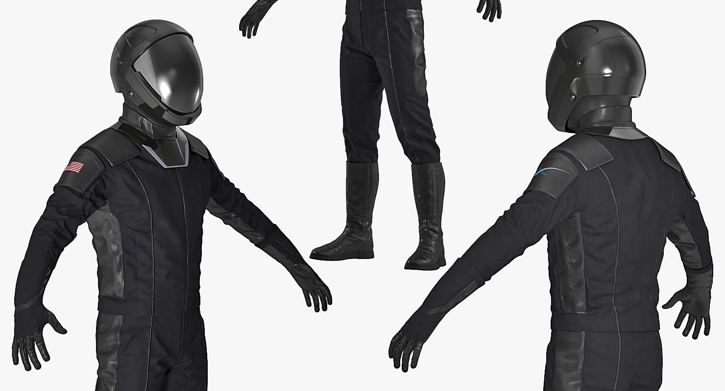 3D model Sci Fi Space Suit Black Rigged