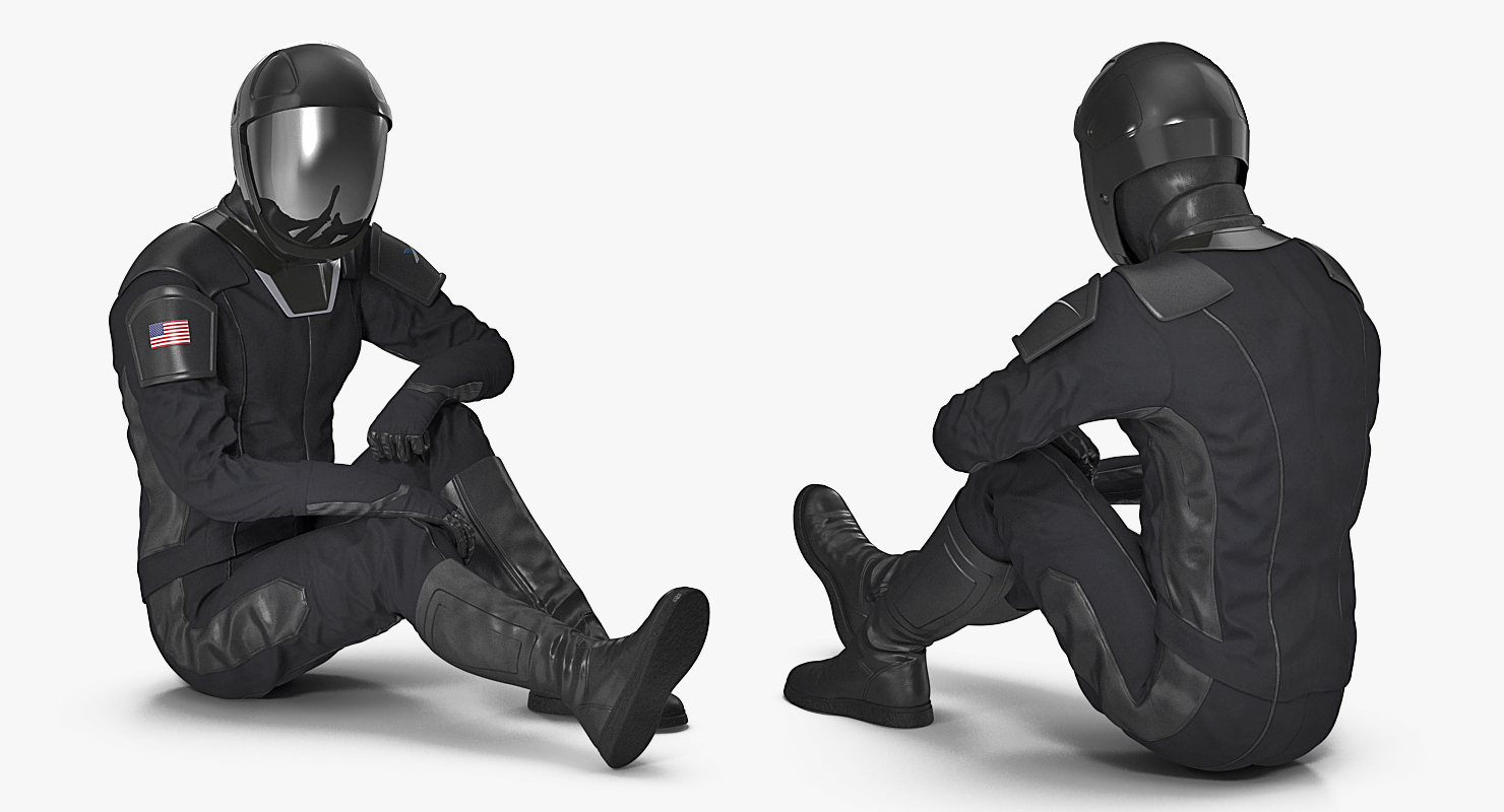 3D model Sci Fi Space Suit Black Rigged