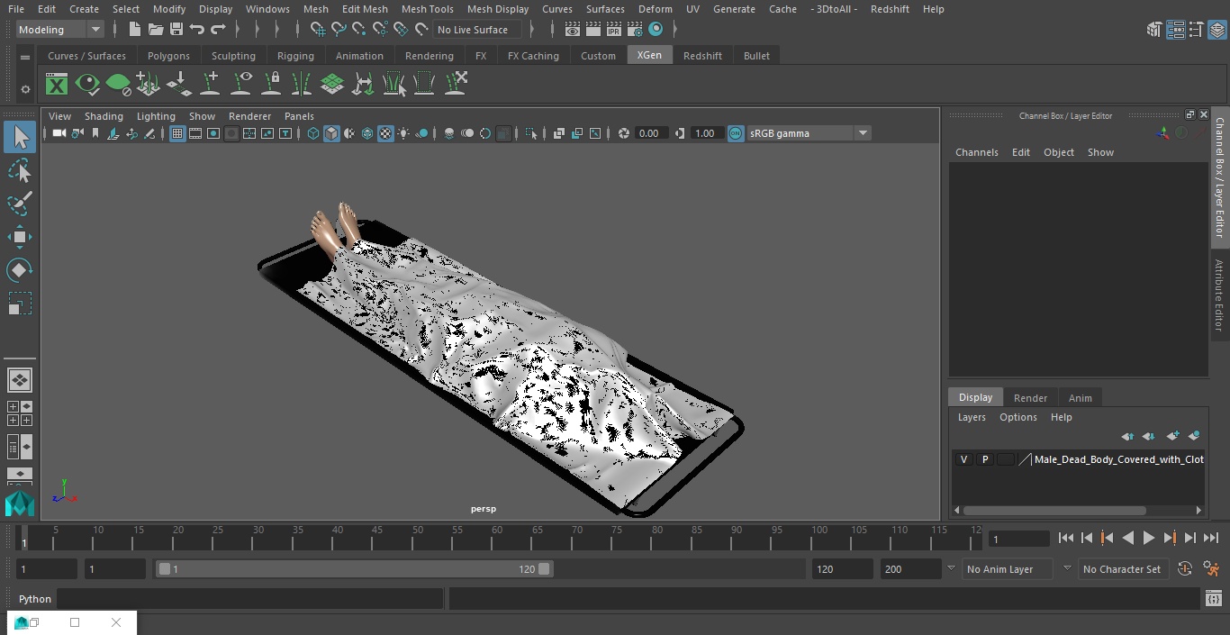 3D Male Dead Body Covered with Cloth model