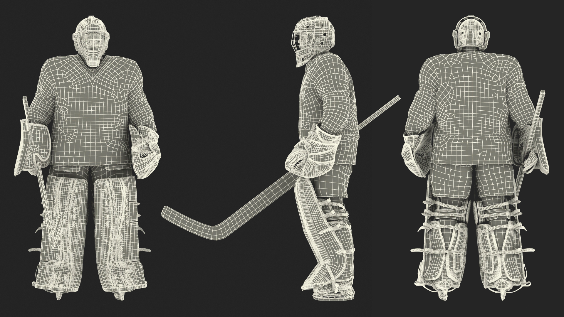 Hockey Goalkeeper Fully Equipped Rigged 3D model