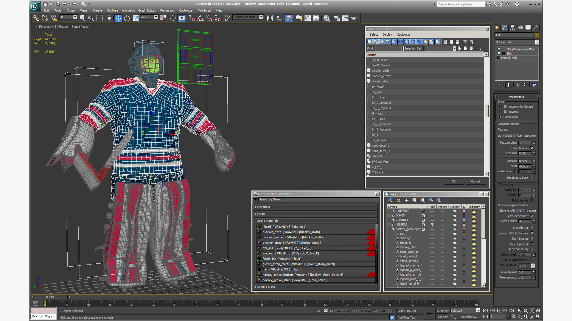 Hockey Goalkeeper Fully Equipped Rigged 3D model