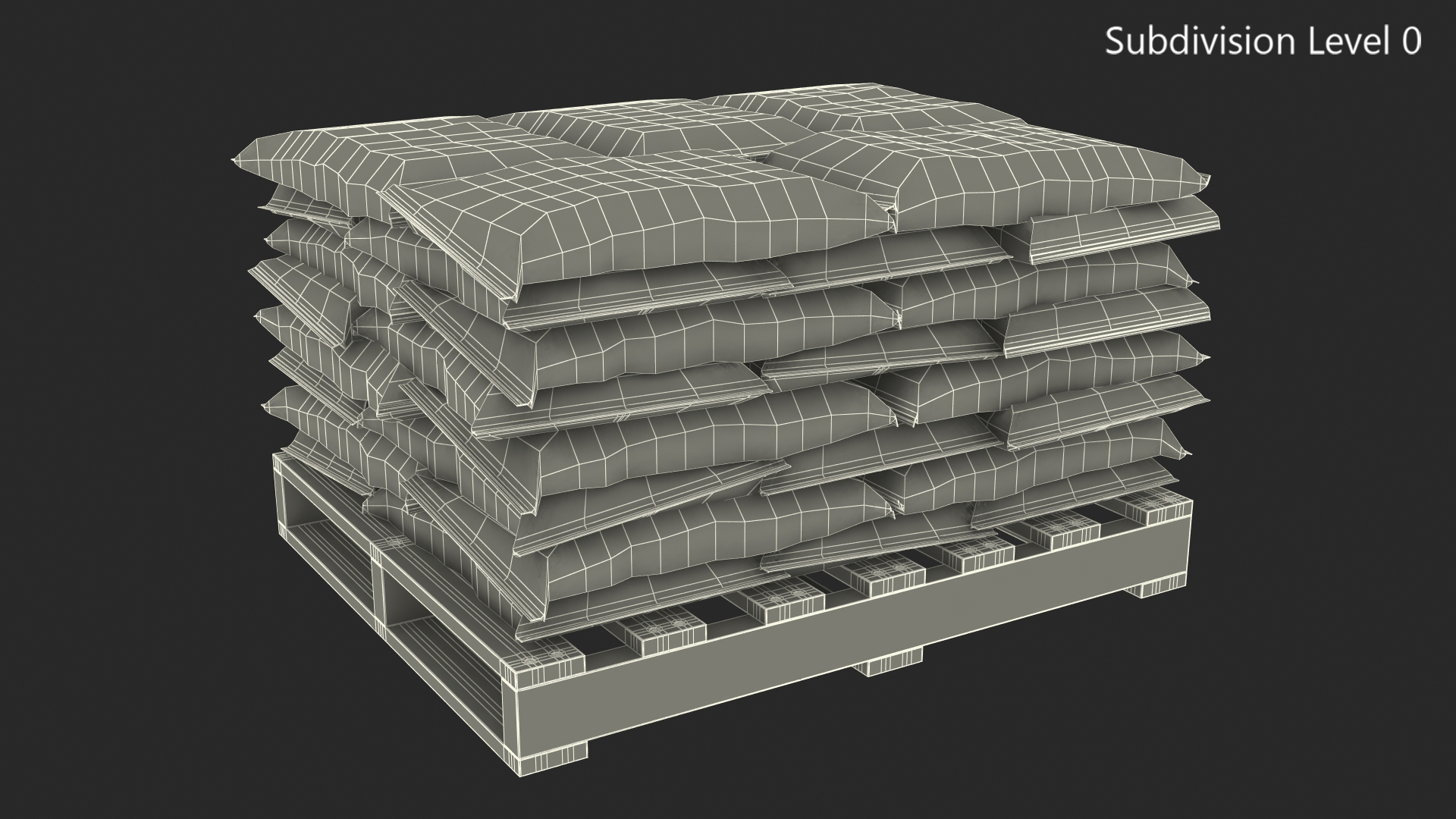 3D Cement Bags on Wooden Pallet model